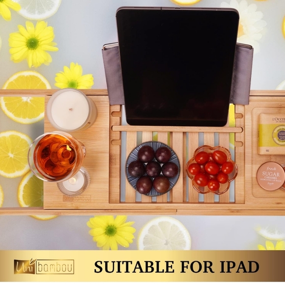 Bamboo Bathtub Caddy Tray - Picture 2 of 11